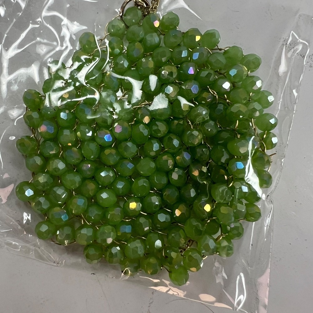 Unbranded Beaded Pendant Necklace Womens OS Green New Gold Tone Wire Wrapped - Picture 3 of 9